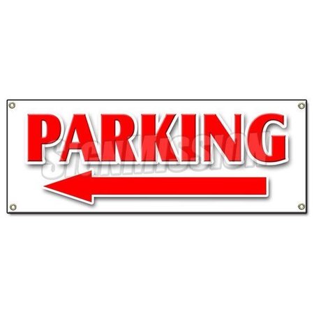 SIGNMISSION PARKING LEFT ARROW BANNER parking lot garage valet car long short term turn, B-Parking Left Arrow B-Parking Left Arrow